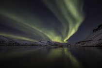 Aurora Borealis, o aurora boreale; Djupavik, fiordi occidentali, Islanda — Foto stock