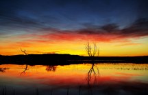 Dramatic sunrise over water, Bosque Del Apache Wildlife Refuge, New Mexico, United States of America — Stock Photo