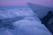 Flying over the Ogilvie Mountains at sunrise; Yukon, Canada — Stock Photo
