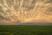 Dramatic sky over the landscape during storm in the middle west of the United States; Kansas, United States of America — стоковое фото