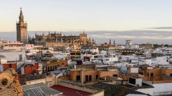 Cityscape de Sevilha com a Catedral de Sevilha no horizonte; Sevilha, província de Sevilha, Espanha — Fotografia de Stock