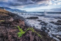 Vista panorâmica da costa ao longo da costa ocidental de Oahu, Havaí, Estados Unidos da América — Fotografia de Stock