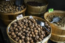 Walnuts at a market in baskets; Toronto, Ontario, Canada — Stock Photo