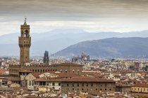 Vista de Florencia, incluyendo Palazzo Vecchio; Florencia, Italia - foto de stock
