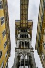The Santa Justa Lift, also called Carmo Lift, an elevator, or lift, in the civil parish of Santa Justa, in the historical city of Lisbon, Portugal; Lisbon, Lisboa Region, Portugal — Stock Photo