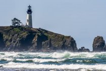 Yaquina Head Light viewed from Moolack Beach; Newport, Oregon, United States of America — Stock Photo