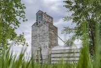 Elevatore a grano alterato sulle praterie; Saskatchewan, Canada — Foto stock