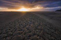 Закат над пляжем вдоль побережья Орегона; Орегон, США — стоковое фото