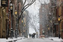 Revere Street View während eines Schneesturms in Boston, Suffolk County, Massachusetts, USA — Stockfoto