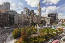 Skyscrapers in a city, Rose Kennedy Greenway, Custom House, Grain Exchange Building, Boston, Massachusetts, USA — Stock Photo