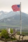 La bandera americana ondea en el Centro de Visitantes Eielson, Alaska, Estados Unidos de América - foto de stock