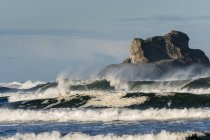 Касл-Рок (Castle Rock) - выдающаяся достопримечательность вблизи Арк-Кейпа на побережье штата Орегон; Арк-Кейп, штат Орегон, Соединенные Штаты Америки — стоковое фото