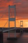 Severn Bridge at sunset — стокове фото