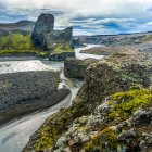 Vesturdalur-Tal im Norden Islands, bekannt für seine faszinierenden Felsformationen; Nordurping, Nordostregion, Island — Stockfoto
