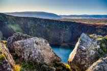 Kerid, a volcanic crater lake in the Grimsnes area in South Iceland along the Golden Circle; Grimsnes- og Grafningshreppur, Southern Region, Iceland — Stock Photo