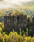 Sunrise over a misty, foggy valley in the Canadian Shield; Dorian, Ontario, Canada — Stock Photo