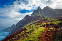 Montanhas acidentadas de Na Pali Coast e Kalalau Valley, Na Pali Coast State Park; Kauai, Havaí, Estados Unidos da América — Fotografia de Stock