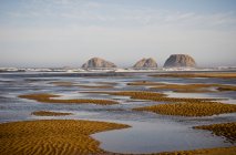 Tres rocas del arco se ven de la boca de la bahía de Netarts; Netarts, Oregon, Estados Unidos de América - foto de stock