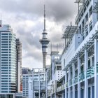 Sky Tower, uma torre de telecomunicações e observação; Auckland, Nova Zelândia — Fotografia de Stock