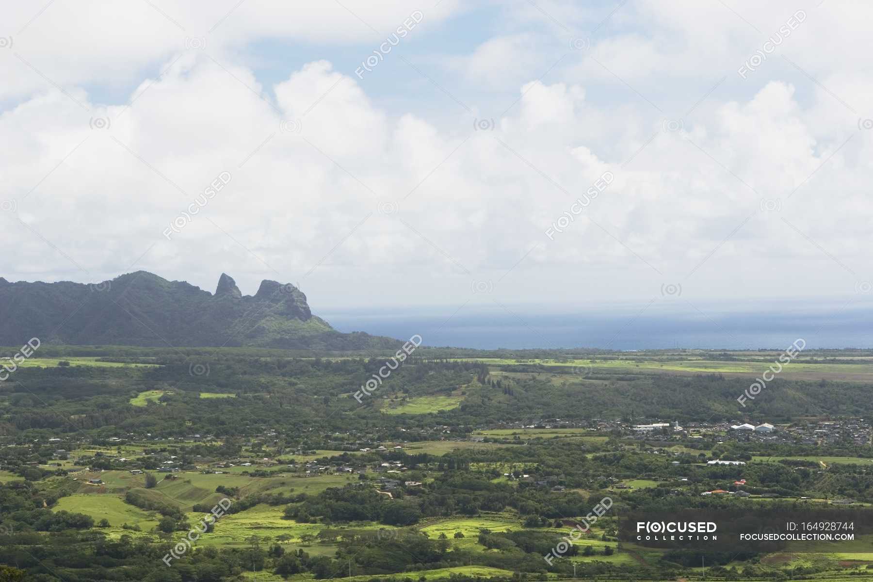 East Kauai With Sleeping Giant In Distance — nounou mountain, hawaiian 