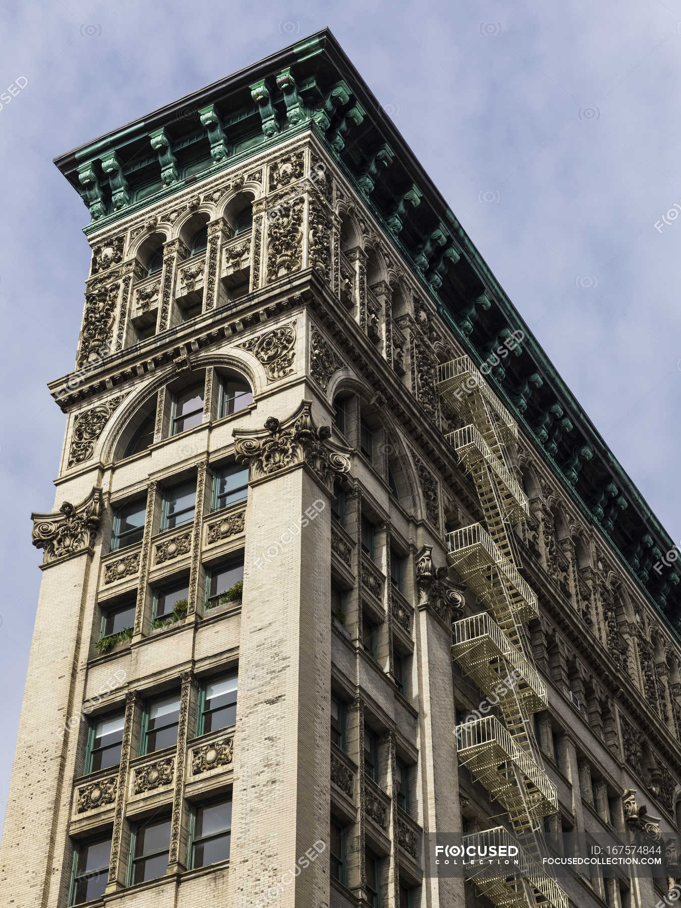 Residential building with ornate facade — tall, cityscape - Stock Photo ...