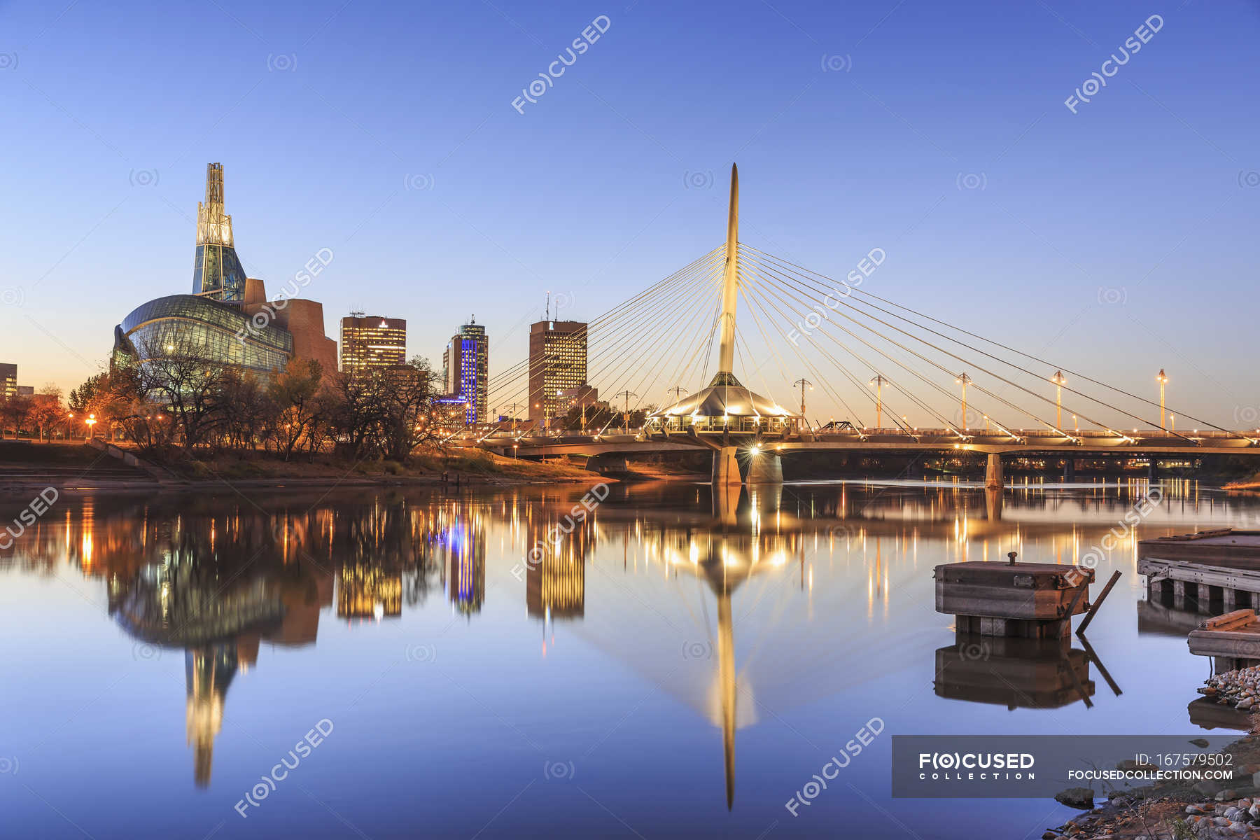 Skyline of Winnipeg at night — midtown, contemporary - Stock Photo ...