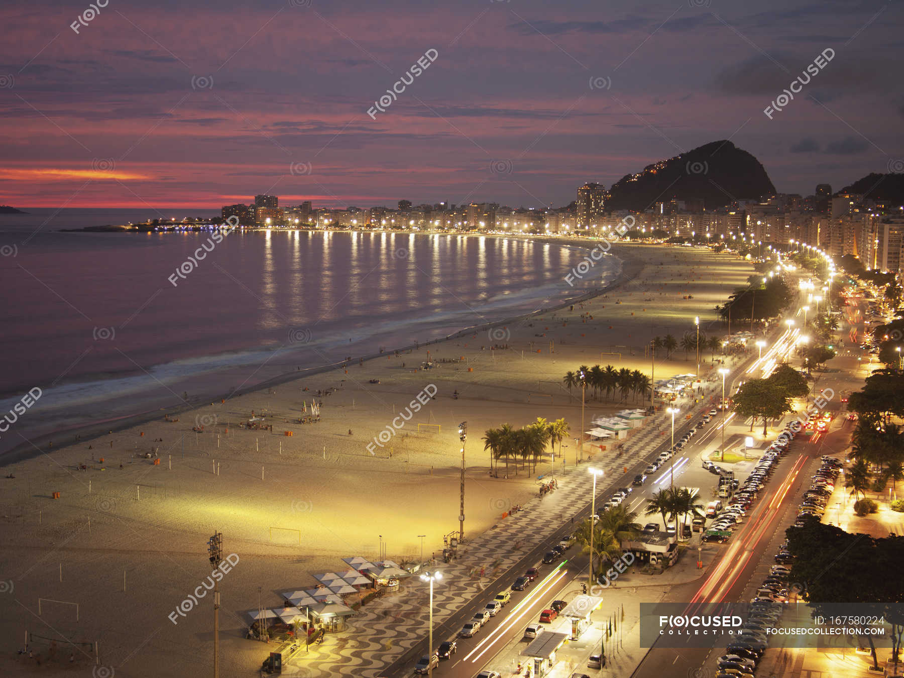 Copacabana Beach And Avenue Atlantica — Atlantic Ocean, Brazil - Stock ...