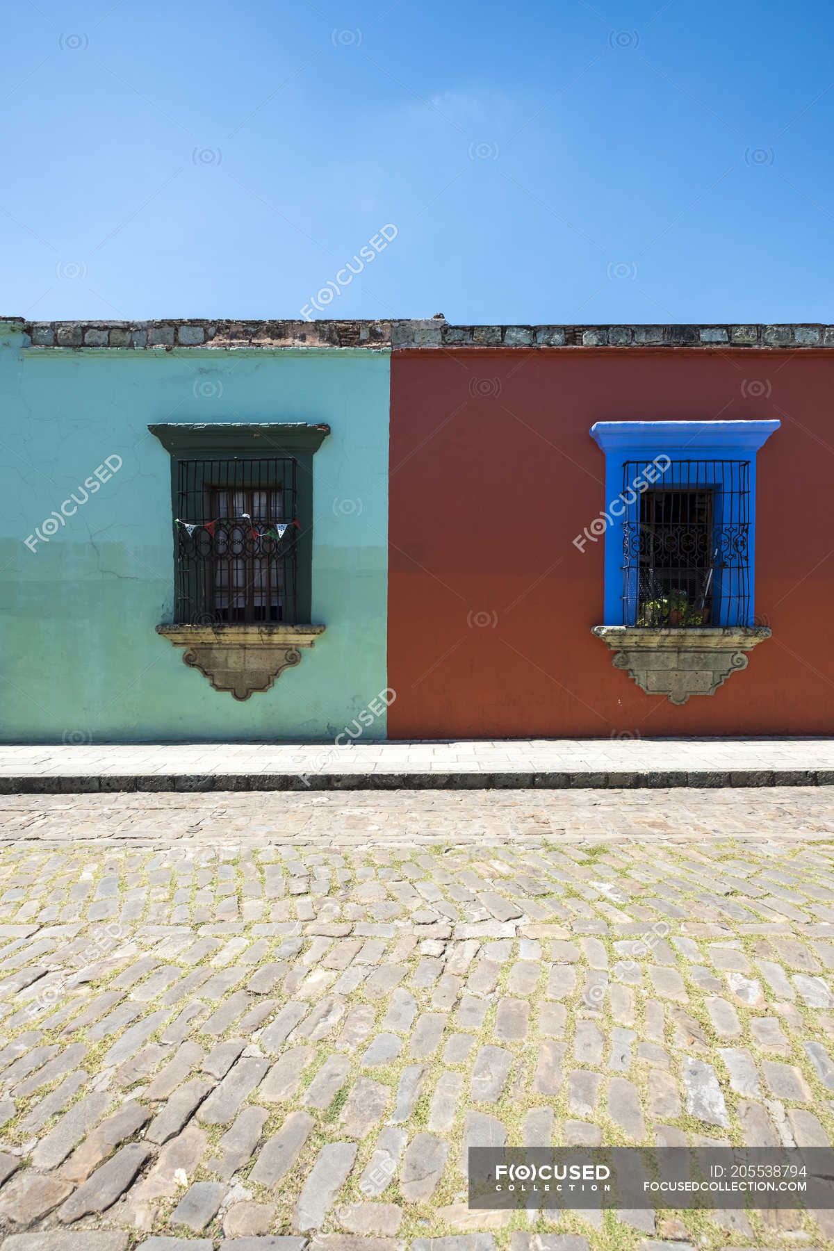 Colorful Houses With Decorative Windows Oaxaca Oaxaca Mexico