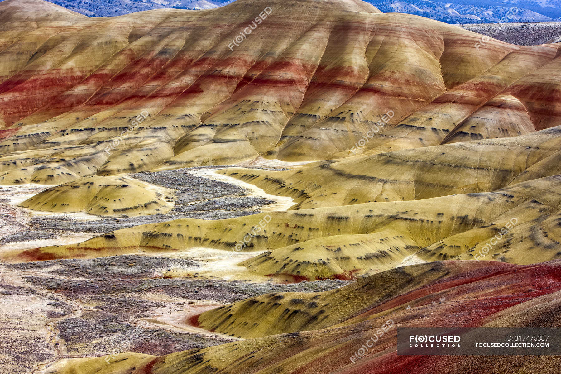 Scenic view of Painted Hills, John Day Fossil Beds National Monument;  Oregon, United States of America — landscape, geological - Stock Photo |  #317475387