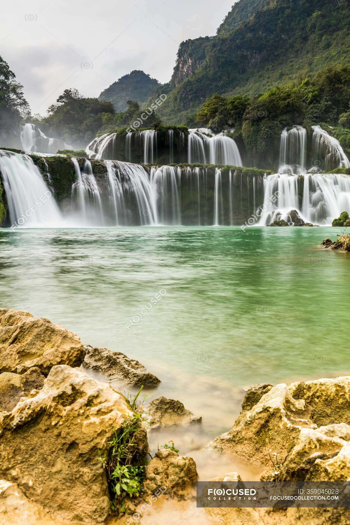 Waterfall in North Vietnam, Ban Gioc Detian Falls on Quay Son River ...