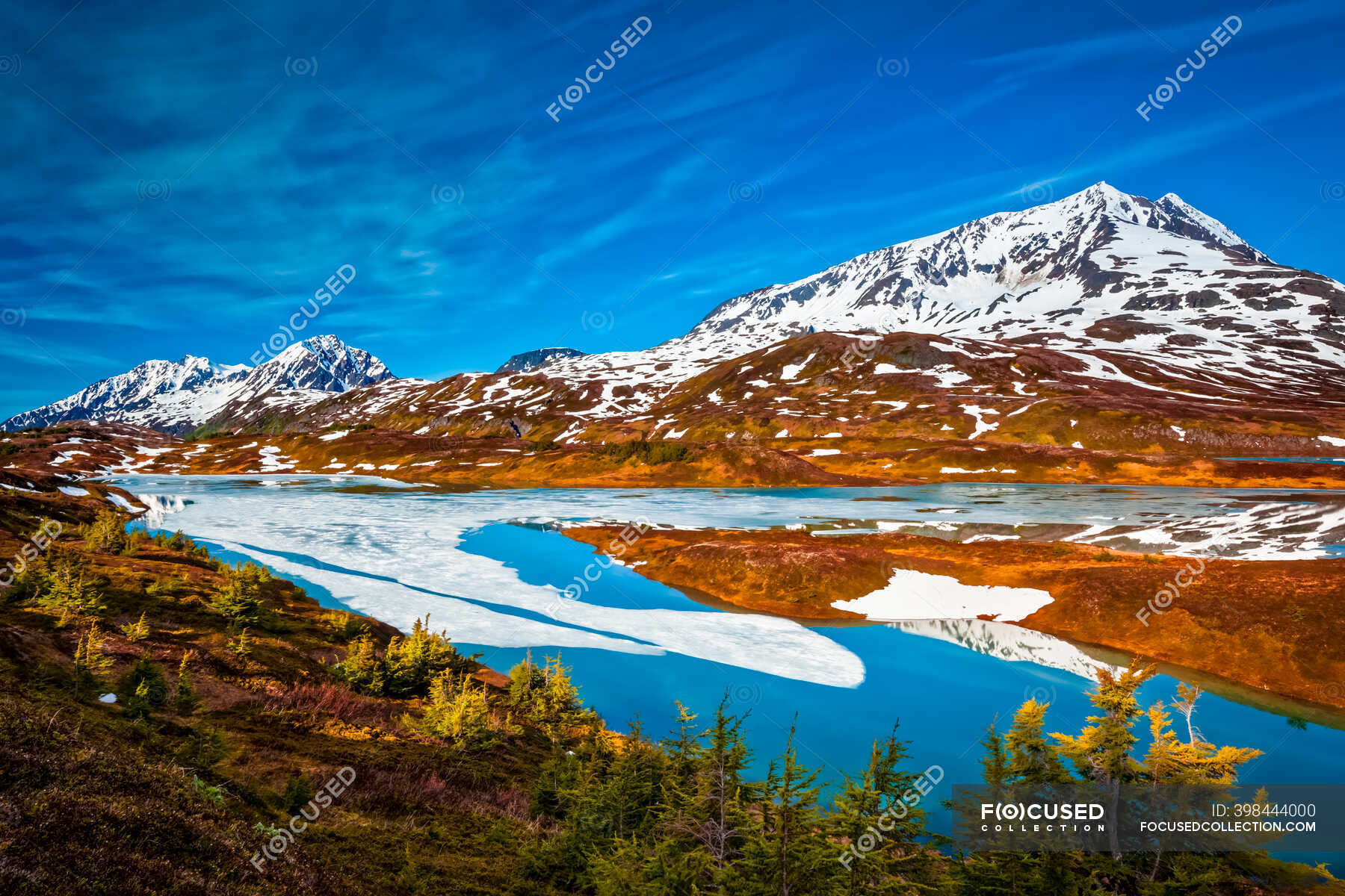 Mount Ascension, Resurrection Peaks, and half frozen Lost Lake, Chugach