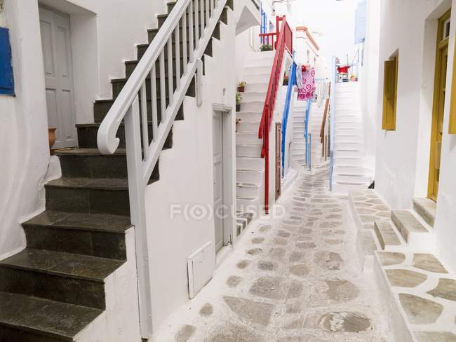 Staircases on side of buildings — Stock Photo