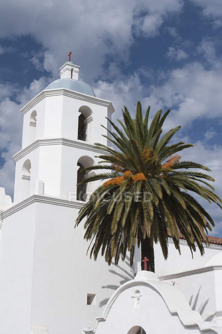 Palmier avec église — Photo de stock