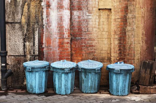 Garbage Cans Lined Up — Stock Photo
