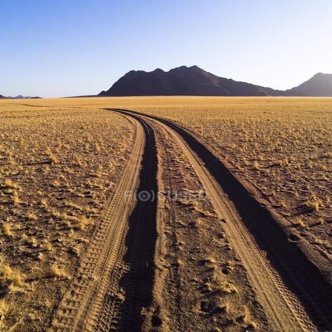 Estrada de terra através da areia — Fotografia de Stock
