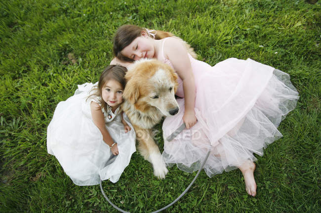 Two Sisters In Dresses — Stock Photo