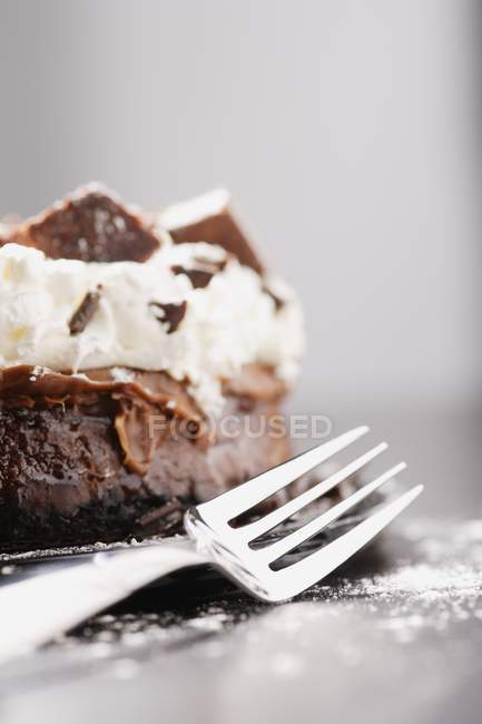 Closeup Of A Chocolate Dessert on white surface — Stock Photo