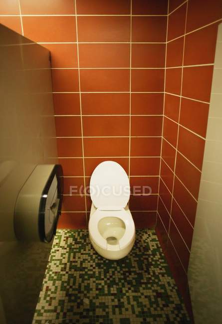 Servizi igienici pubblici interni con sanitari e mobili — Foto stock