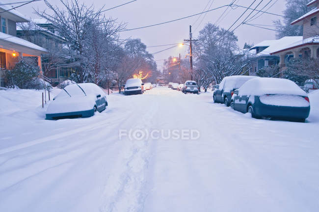 Snow Covering Street — Stock Photo