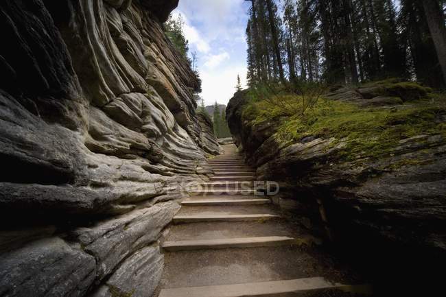Escalera entre rocas - foto de stock