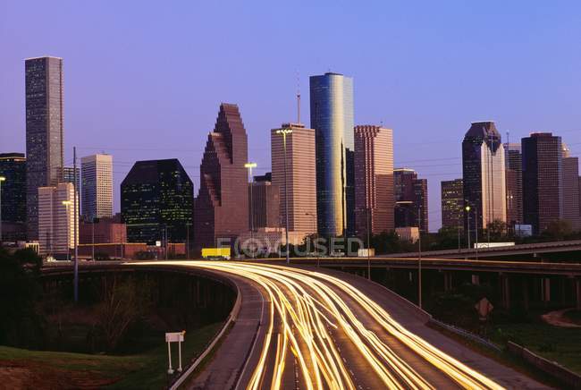 Houston cidade à noite — Fotografia de Stock