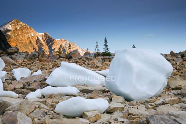Feld mit Steinen und Eis — Stockfoto