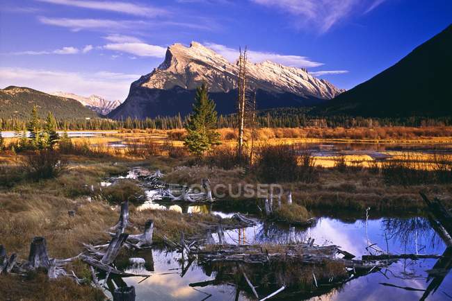 Mont Rundle et lacs Vermillion — Photo de stock