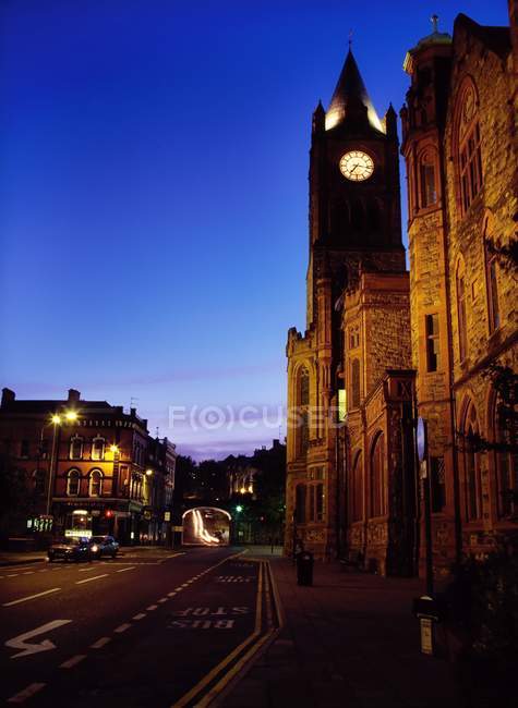 Guildhall with clock on tower — Stock Photo