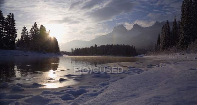 Річка в місті Canmore, Альберта, Канада — стокове фото