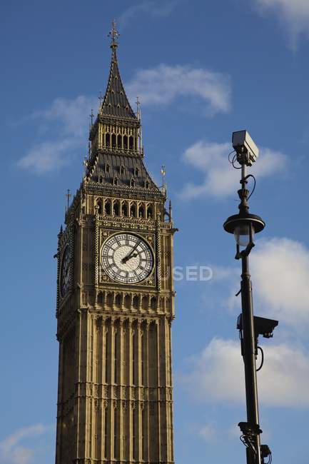 Clock Tower With Spire — Stock Photo