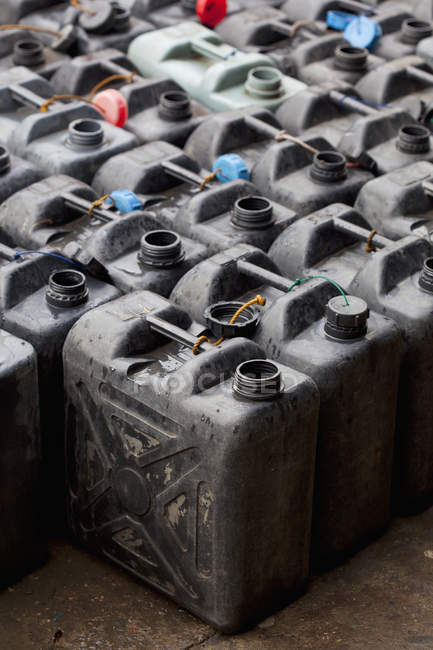 Plastic Fuel Containers — Stock Photo