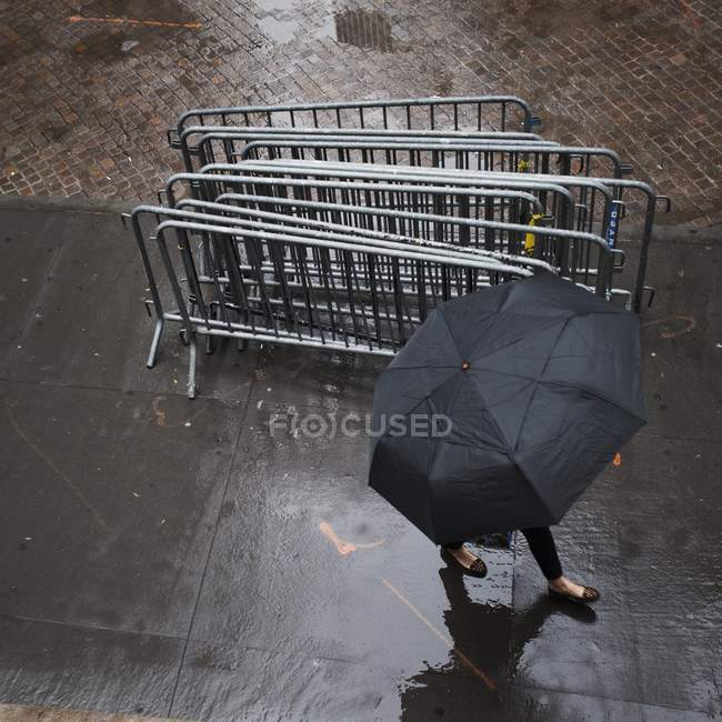 Woman Walking In Rain — Stock Photo