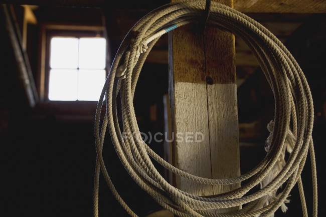 Lasso Hanging In Barn — Stock Photo