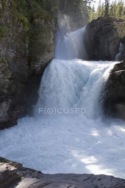 Sunlight On Waterfalls On Side Of Mountain — Stock Photo
